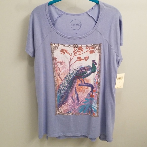Lucky Brand Tops - Lucky Brand Light Blue Peacock T-Shirt in Size Med